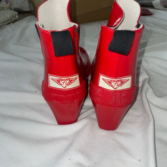 Women's FYF Red & Black Rain Boots Size 8 - Picture 6 of 10